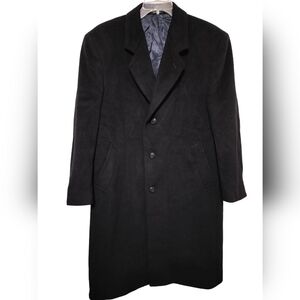 (M200) Silver Cloud Men's Black Italian Cashmere Blend Trench Coat Size 44R
